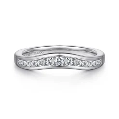 Outlet Gabriel & Co. Deux - Curved 14K White Gold Channel Set Diamond Anniversary Band - 0.25 ct