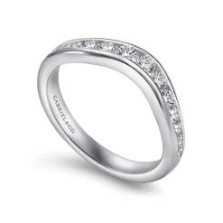 Outlet Gabriel & Co. Deux - Curved 14K White Gold Channel Set Diamond Wedding Band - 0.5 ct