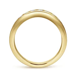 Gabriel & Co. Deux - Curved 14K Yellow Gold Channel Set Diamond Wedding Band - 0.5 ct