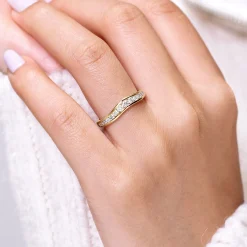 Gabriel & Co. Deux - Curved 14K Yellow Gold Channel Set Diamond Wedding Band - 0.5 ct