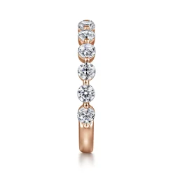 New Gabriel & Co. Devinne - 14K Rose Gold Single Prong Diamond Anniversary Band - 1 ct