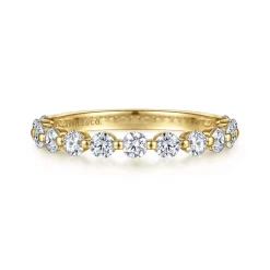 Outlet Gabriel & Co. Devinne - 14K Yellow Gold Single Prong Diamond Anniversary Band - 0.8 ct
