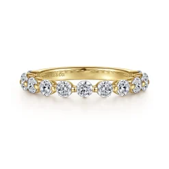 Best Gabriel & Co. Devinne - 14K Yellow Gold Single Prong Diamond Anniversary Band - 1 ct