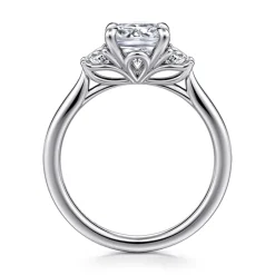 Online Gabriel & Co. Devon - 14K White Gold Cushion Cut Three Stone Lotus Diamond Engagement Ring