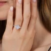 Online Gabriel & Co. Devon - 14K White Gold Oval Three Stone Lotus Diamond Engagement Ring