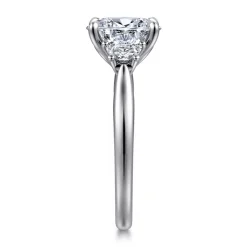 Gabriel & Co. Devon - 14K White Gold Oval Three Stone Lotus Diamond Engagement Ring