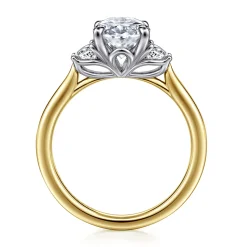 Online Gabriel & Co. Devon - 14K White-Yellow Gold Oval Three Stone Lotus Diamond Engagement Ring