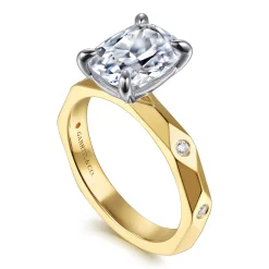 Outlet Gabriel & Co. Deya - 14K White-Yellow Gold Elongated Cushion Diamond Engagement Ring