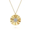 Gabriel & Co. Diamond Cut - 14K White and Yellow Gold Diamond Round Shape Necklace with Diamond Cut Texture