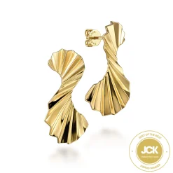 Best Gabriel & Co. Diamond Cut - 14K Yellow Gold Diamond Cut Texture Free Form Drop Earrings