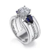 Best Gabriel & Co. Divinity - 14K White Gold Round 3 Stone Sapphire and Diamond Engagement Ring