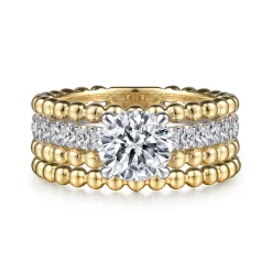 New Gabriel & Co. Dorian - 14K White-Yellow Gold Round Diamond Engagement Ring