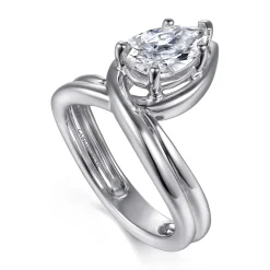 Clearance Gabriel & Co. Dottie - 14K White Gold Bezel Prong Bypass Pear Shape Diamond Engagement Ring