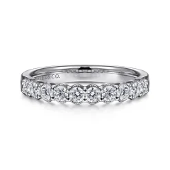 Discount Gabriel & Co. Dublin - 14K White Gold Shared Prong and Bezel Diamond Anniversary Band - 0.5 ct