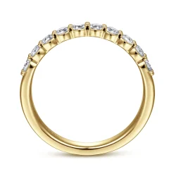 Hot Gabriel & Co. Dublin - 14K Yellow Gold Shared Prong and Bezel Diamond Anniversary Band - 0.5 ct