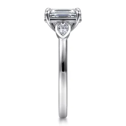 Best Gabriel & Co. Ebony - 14K White Gold Emerald Cut Three Stone Diamond Engagement Ring