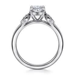 Discount Gabriel & Co. Ebony - 14K White Gold Oval Three Stone Diamond Engagement Ring