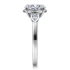 Discount Gabriel & Co. Ebony - 14K White Gold Oval Three Stone Diamond Engagement Ring