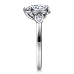Hot Gabriel & Co. Ebony - 14K White Gold Pear Shape Three Stone Diamond Engagement Ring