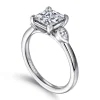 Discount Gabriel & Co. Ebony - 14K White Gold Princess Cut Three Stone Diamond Engagement Ring