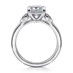 Discount Gabriel & Co. Ebony - 14K White Gold Princess Cut Three Stone Diamond Engagement Ring