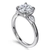 Hot Gabriel & Co. Ebony - 14K White Gold Round Three Stone Diamond Engagement Ring