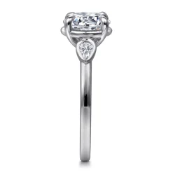 Hot Gabriel & Co. Ebony - 14K White Gold Round Three Stone Diamond Engagement Ring
