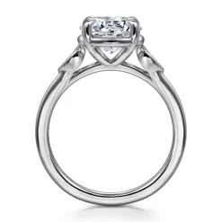 Hot Gabriel & Co. Ebony - 14K White Gold Round Three Stone Diamond Engagement Ring
