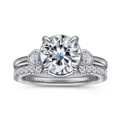 Hot Gabriel & Co. Ebony - 14K White Gold Round Three Stone Diamond Engagement Ring