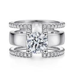 Discount Gabriel & Co. Edalee - 14K White Gold Round Diamond Engagement Ring