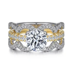 Gabriel & Co. Edie - 14K White-Yellow Gold Round Diamond Engagement Ring