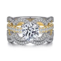 Gabriel & Co. Edie - 14K White-Yellow Gold Round Diamond Engagement Ring
