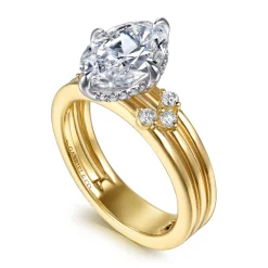 Hot Gabriel & Co. Editta - 14K White-Yellow Gold Compass Prong Oval Diamond Engagement Ring