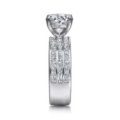 Gabriel & Co. Eedie - 14K White Gold Round Wide Band Diamond Engagement Ring