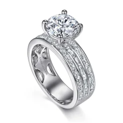 Gabriel & Co. Eedie - 14K White Gold Round Wide Band Diamond Engagement Ring