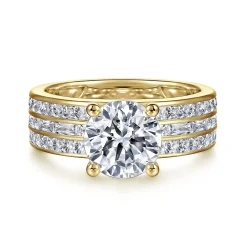 Online Gabriel & Co. Eedie - 14K Yellow Gold Round Wide Band Diamond Engagement Ring