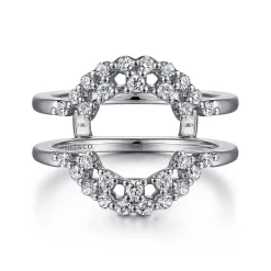 New Gabriel & Co. Eleena - 14K White Gold Double Halo Diamond Ring Enhancer - 0.45 ct