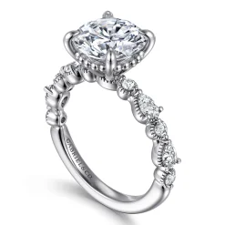 Best Gabriel & Co. Eleeza - 14K White Gold Round Diamond Engagement Ring