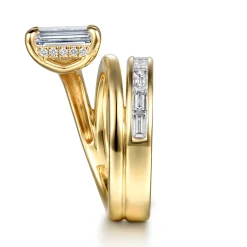 Best Gabriel & Co. Elena - 14K Yellow Gold Bypass Emerald Cut Diamond Engagement Ring
