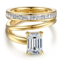 Best Gabriel & Co. Elena - 14K Yellow Gold Bypass Emerald Cut Diamond Engagement Ring