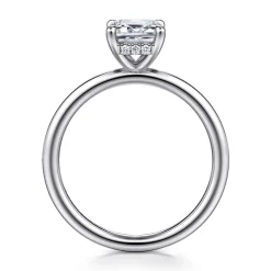 Best Gabriel & Co. Elia - 14K White Gold Solitaire Emerald Cut Diamond Engagement Ring