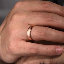 Online Gabriel & Co. Elijah - 14K Rose Gold 6mm - Men's Wedding Band in Sandblast Finish