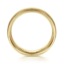 New Gabriel & Co. Elijah - 14K Yellow Gold 6mm - Men's Wedding Band in Sandblast Finish