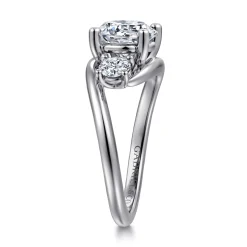 Best Gabriel & Co. Elin - 14K White Gold Round Three Stone Diamond Engagement Ring
