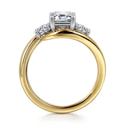 Outlet Gabriel & Co. Elin - 14K White-Yellow Gold Emerald Cut Three Stone Diamond Engagement Ring