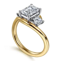 Outlet Gabriel & Co. Elin - 14K White-Yellow Gold Emerald Cut Three Stone Diamond Engagement Ring
