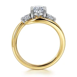 New Gabriel & Co. Elin - 14K White-Yellow Gold Oval Three Stone Diamond Engagement Ring