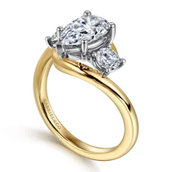 Outlet Gabriel & Co. Elin - 14K White-Yellow Gold Pear Shape Three Stone Diamond Engagement Ring