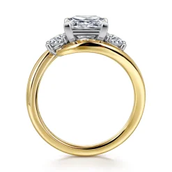 Gabriel & Co. Elin - 14K White-Yellow Gold Princess Cut Three Stone Diamond Engagement Ring