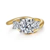Hot Gabriel & Co. Elin - 14K White-Yellow Gold Round Bypass Three Stone Diamond Engagement Ring